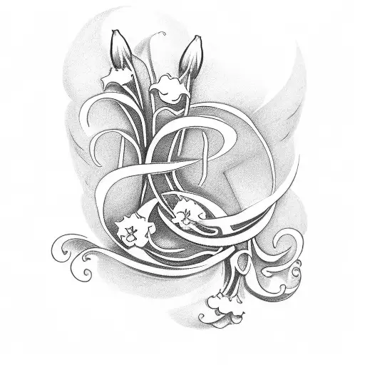 Lily of the valley tattoo lettering in Roman numerals that says FOREVER 1970 tattoo design idea