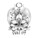 Lily of the valley tattoo lettering in Roman numerals that says FOREVER 1970 tattoo design idea