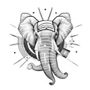 An elephant's head with a third eye located on the forehead in line art style tattoo design idea
