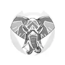 An elephant's head with a third eye located on the forehead in line art style tattoo design idea