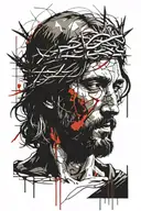 jesus christ wearing the crown of thorns tattoo design idea