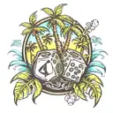 dice and palm trees  tattoo design idea