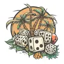 dice and palm trees  tattoo design idea