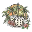 dice and palm trees  tattoo design idea