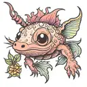 Witchy axolotl tattoo design idea
