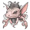 Witchy axolotl tattoo design idea