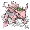 Witchy axolotl tattoo design idea