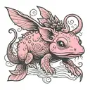 Witchy axolotl tattoo design idea