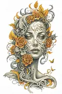 illusion face morphing tattoo design idea