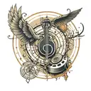 circle of fifths and music production and beatmaker  tattoo design idea