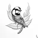 parus bird with acorn  tattoo design idea