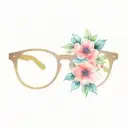front of eyeglasses with flower tattoo design idea