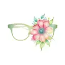 front of eyeglasses with flower tattoo design idea
