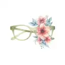 front of eyeglasses with flower tattoo design idea
