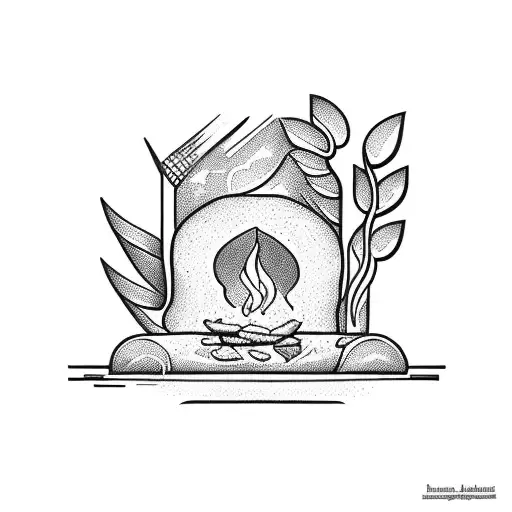 hearth with bread inside tattoo design idea