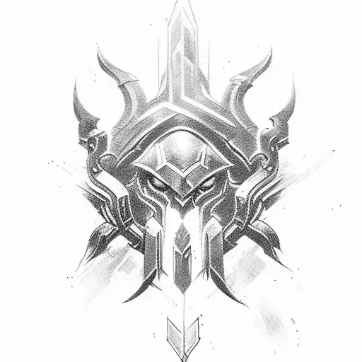 A tattoo design inspired by Heroes of the Storm, featuring a dynamic composition of different heroes and their iconic abilities tattoo design idea