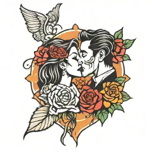 deftones lovers kissing tattoo design idea