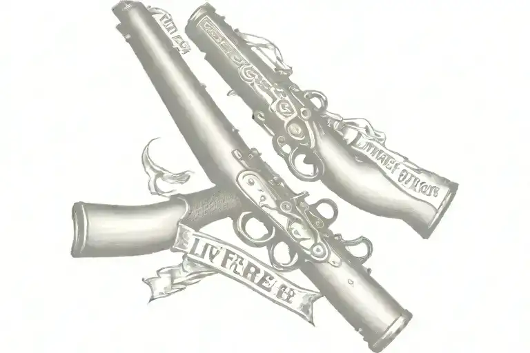 New Hampshire, "live free or die", musket guns inside tattoo design idea