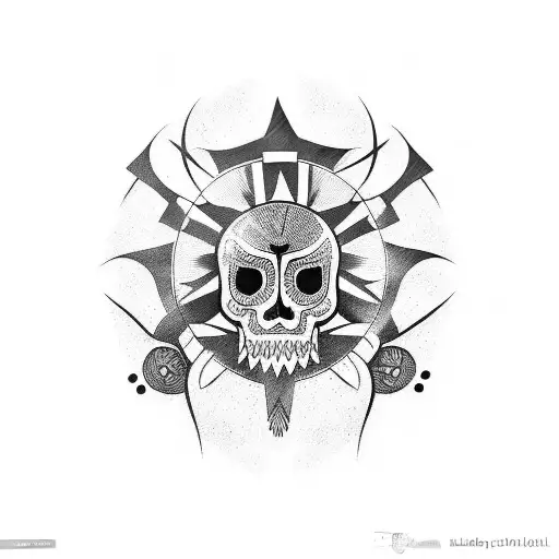 crea un tatuaje en el brazo completo que sea del estilo maorí pero utilizando simbología mapuche  tattoo design idea