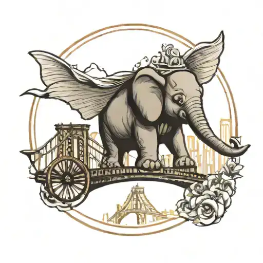 dumbo and brooklyn bridge leading tattoo design idea