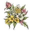 carnations, gladiolus and daffodils sprouting tattoo design idea
