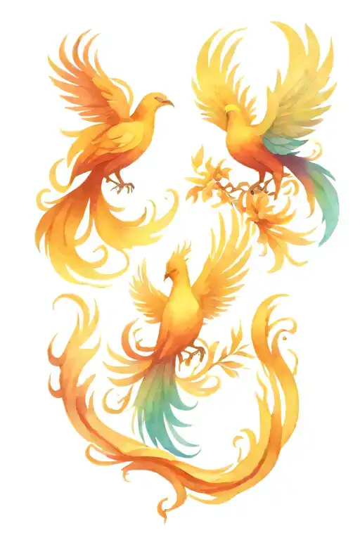 phoenix in three stages tattoo design idea