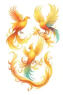 phoenix in three stages tattoo design idea