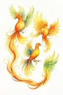 phoenix in three stages tattoo design idea