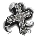 Cross with a rosario wrapping it tattoo design idea