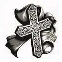 Cross with a rosario wrapping it tattoo design idea