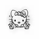 Hello Kitty wearing a leather jacket and holding a microphone tattoo design idea