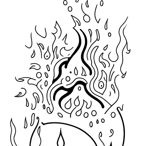 A minimalist tattoo of a cocktail glass with fire growing out of it tattoo design idea