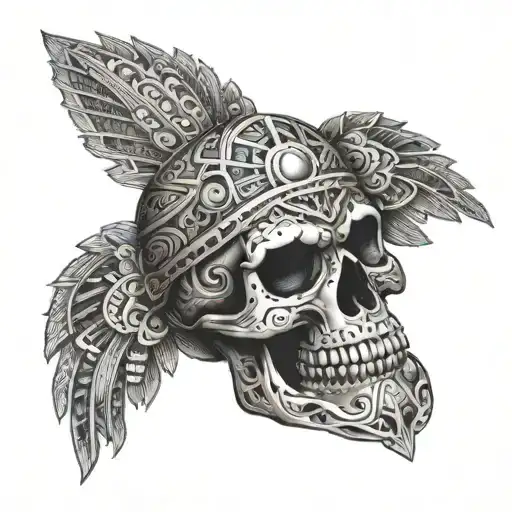 Aztec skull full back tattoo design tattoo design idea