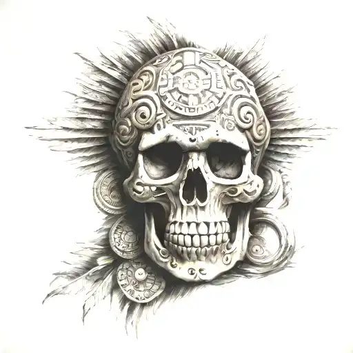 Aztec skull full back tattoo design tattoo design idea