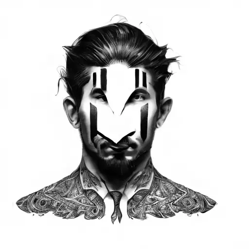 a man's head Framed tattoo design idea