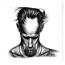 a man's head Framed tattoo design idea