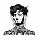 a man's head Framed tattoo design idea