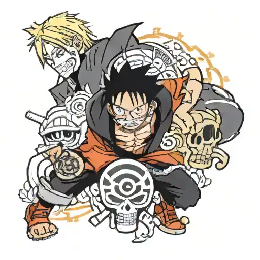 naruto one piece luffy tattoo design idea