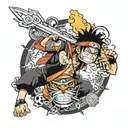 naruto one piece luffy tattoo design idea