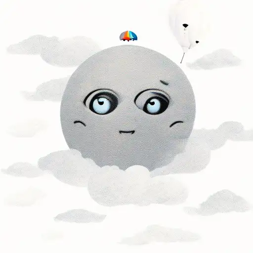 flying little kid with a cloud instead of a head tattoo design idea