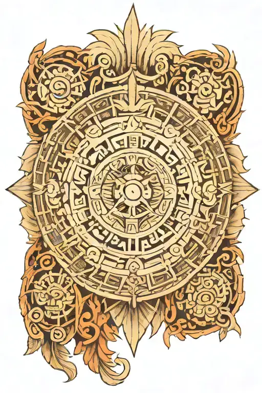 Aztec Calendar spine tattoo tattoo design idea