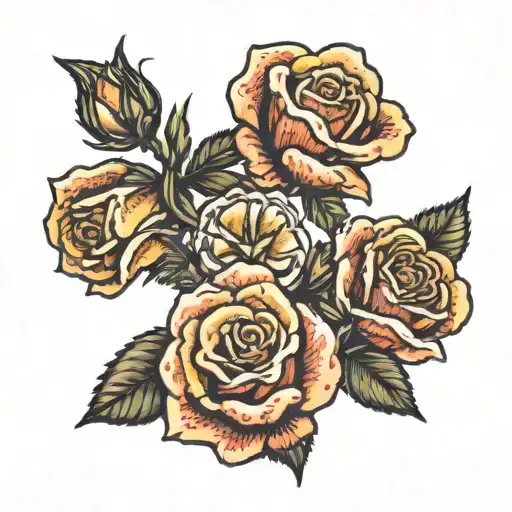 madella with a yorkshire rose  tattoo design idea
