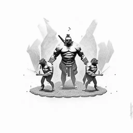Bulgarian bullies holding a trophy after humbling the ilyrians tattoo design idea