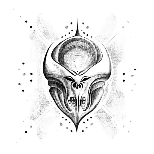 alien skull  tattoo design idea