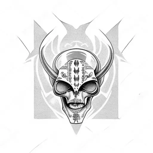alien skull  tattoo design idea