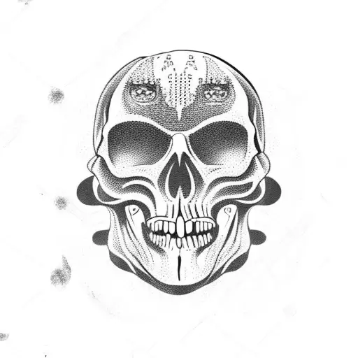 alien skull  tattoo design idea