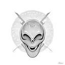 alien skull  tattoo design idea