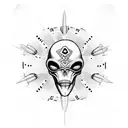 alien skull  tattoo design idea