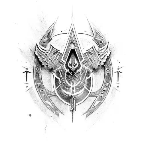 Assassin’s Creed Logo with electric tattoo design idea