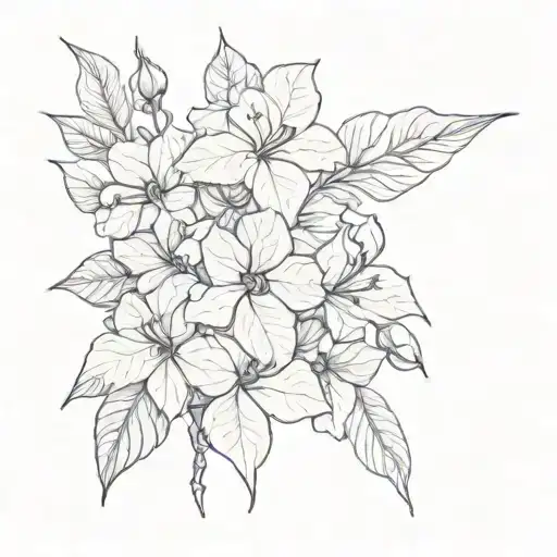 bougainvillea flowers with leaves tattoo design idea